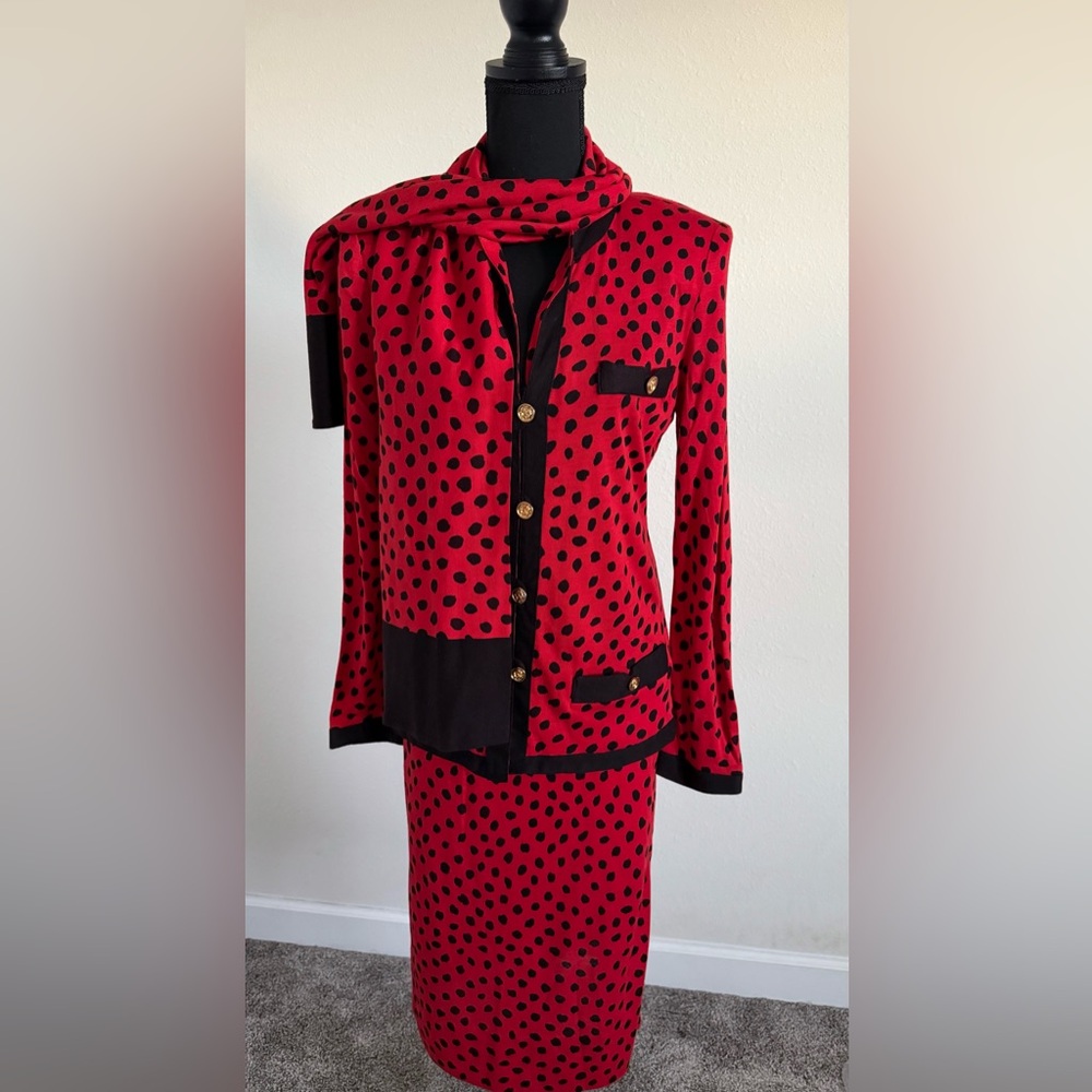 Robert Janan designed by EVA Red and Black Polka Dot Skirt Set